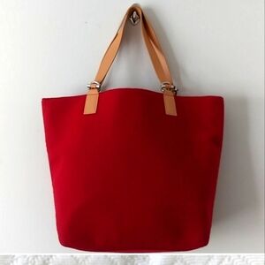 GAP Red Tote Bag with Tan Handles